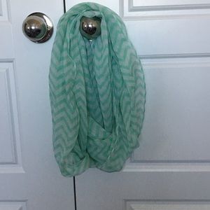 Mint green chevron infinity scarf